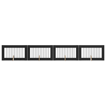 Dog Gate with Stands 4 pcs Black Oak 100 x 60 cm