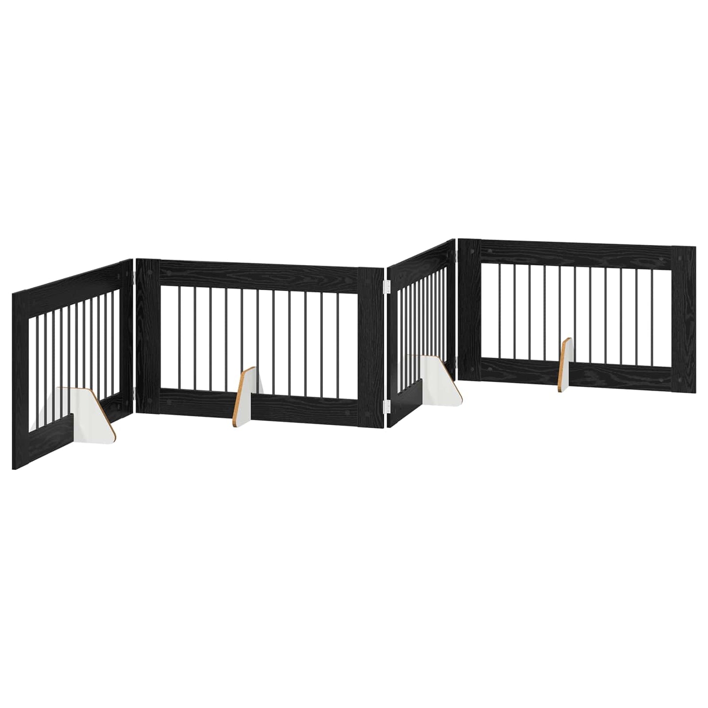 Dog Gate with Stands 4 pcs Black Oak 100 x 60 cm