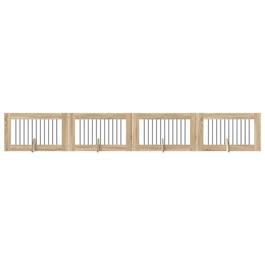 Foldable Dog Gate with Stands 4 pcs Sonoma Oak 401 cm