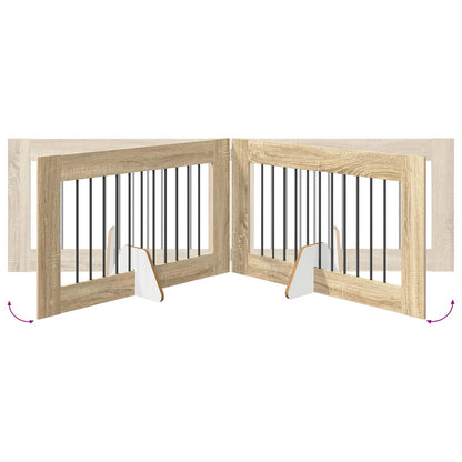 Foldable Dog Gate with Stands 4 pcs Sonoma Oak 401 cm