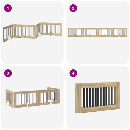 Foldable Dog Gate with Stands 4 pcs Sonoma Oak 401 cm