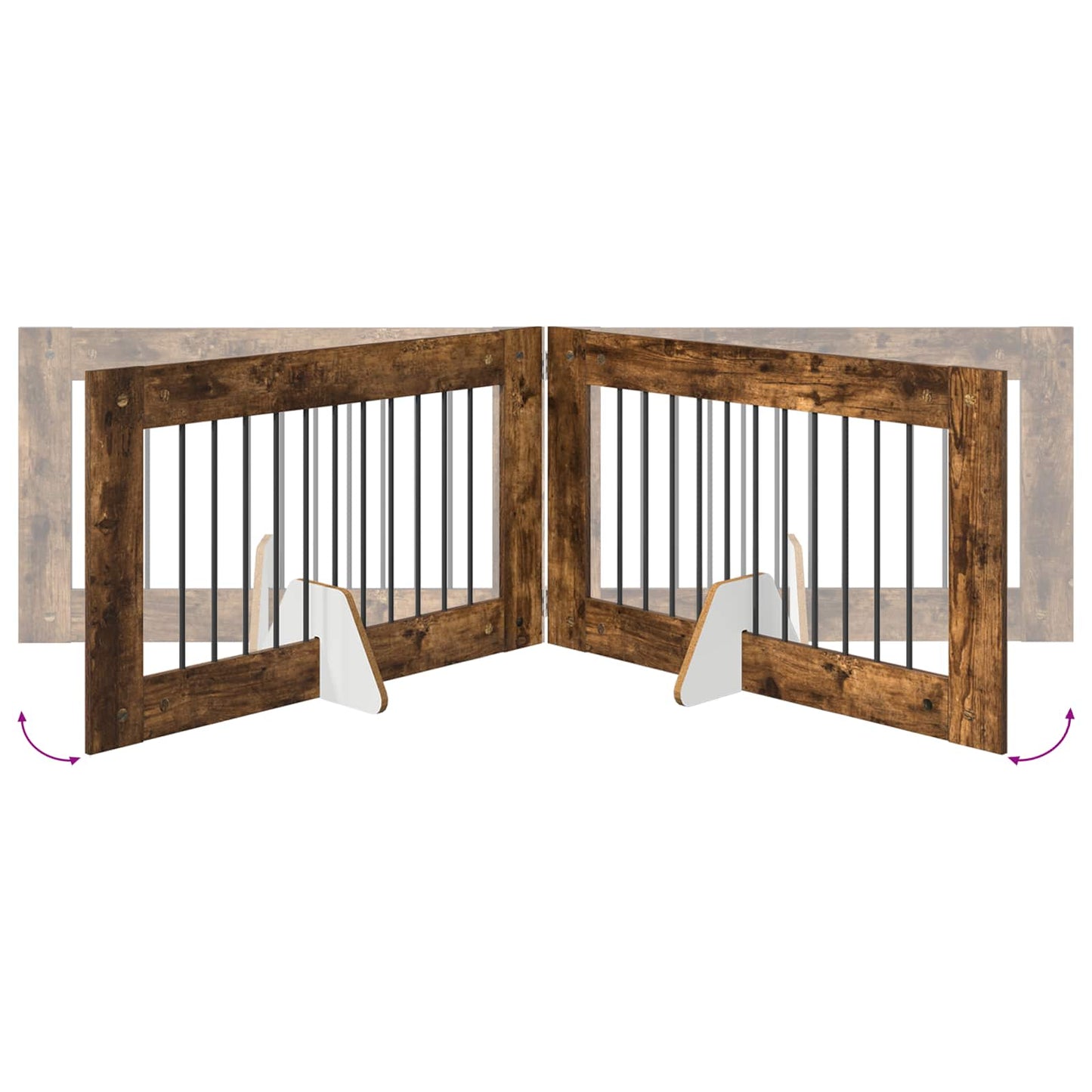 Foldable Dog Gate with Stands 4 pcs Smoked Oak 401 cm