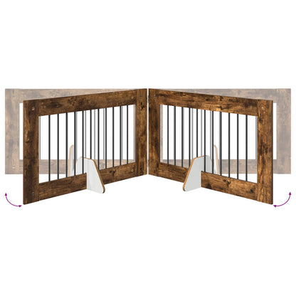 Foldable Dog Gate with Stands 4 pcs Smoked Oak 401 cm