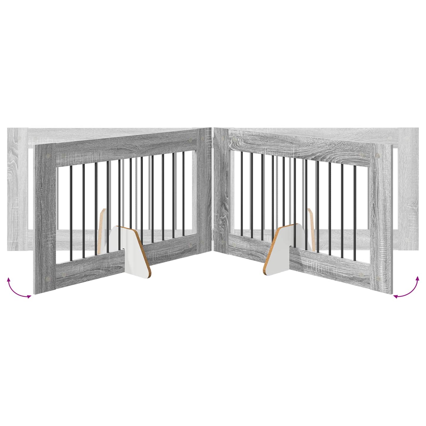 Foldable Dog Gate with Stands 4 pcs Grey Sonoma 401 cm