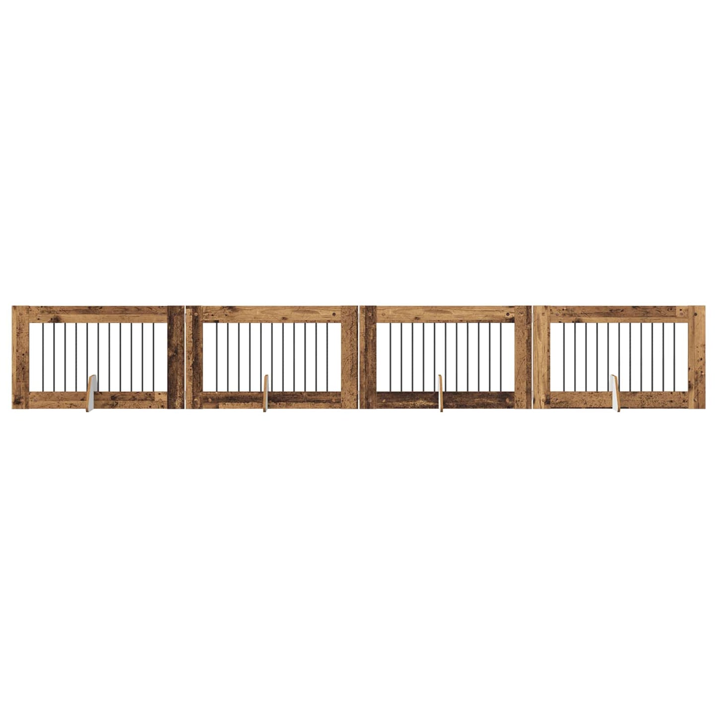 Dog Gate with Stands 4 pcs Old Wood 100 x 60 cm Engineered Wood