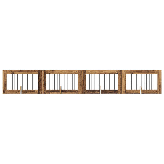 Foldable Dog Gate with Stands 4 pcs Old Wood 401 cm