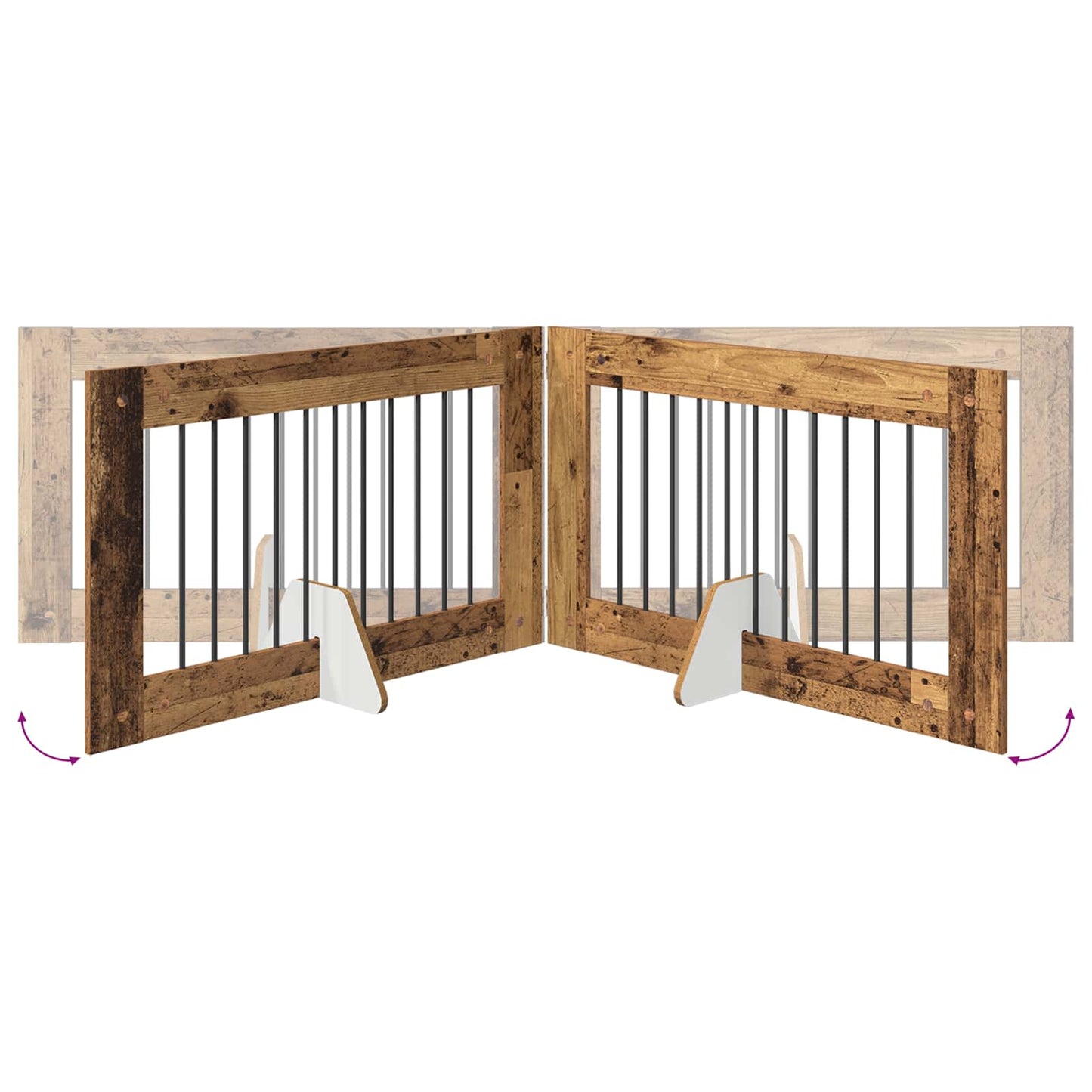 Dog Gate with Stands 4 pcs Old Wood 100 x 60 cm Engineered Wood