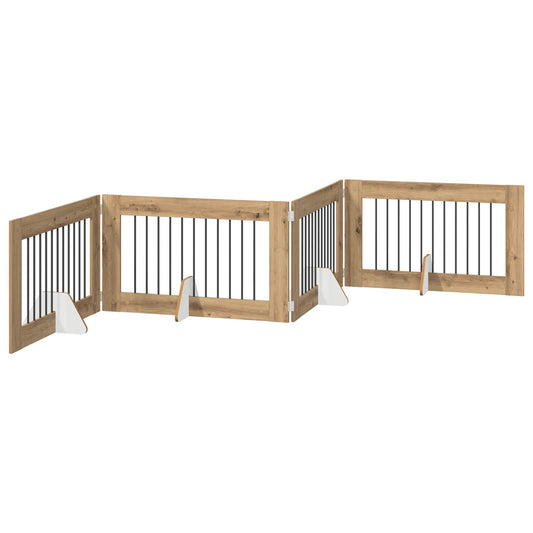 Foldable Dog Gate with Stands 4 pcs Artisan Oak 401 cm