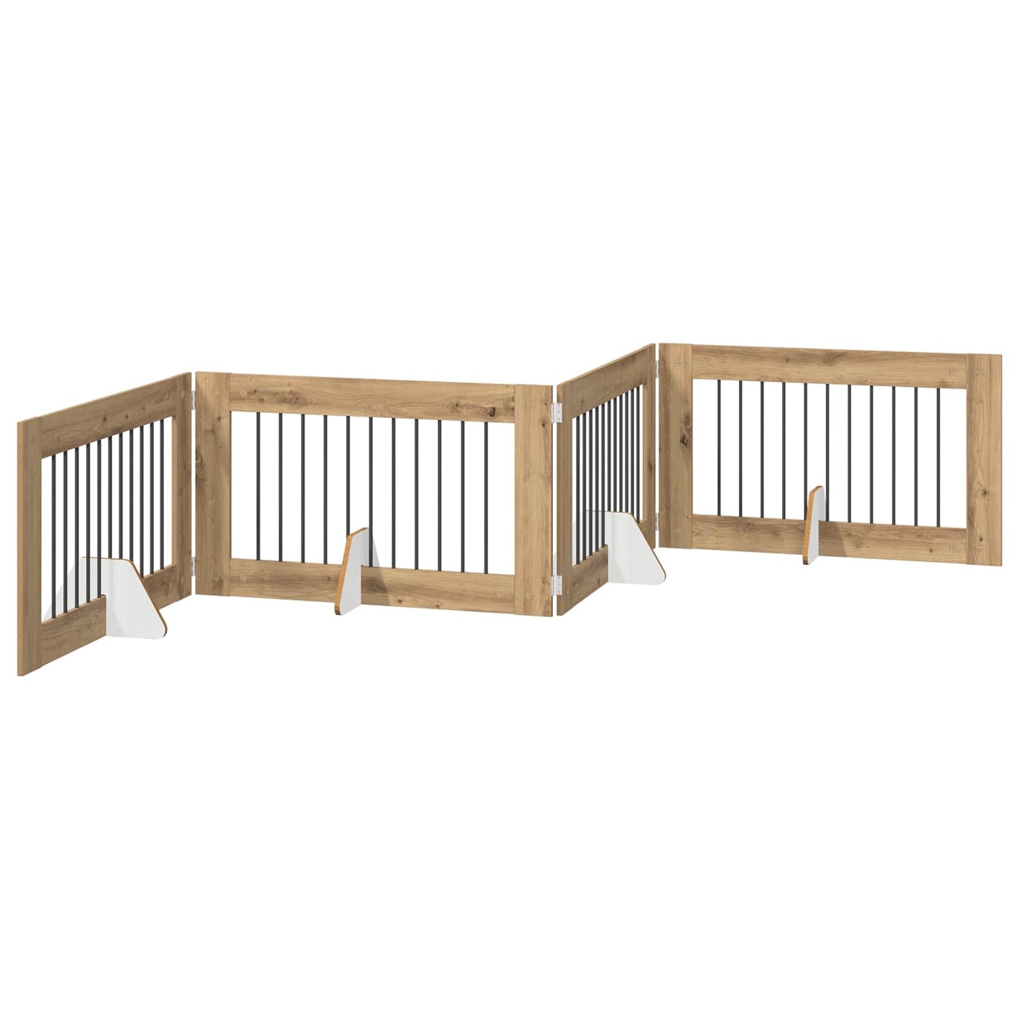 Foldable Dog Gate with Stands 4 pcs Artisan Oak 401 cm
