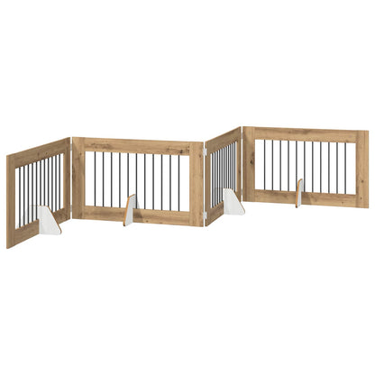 Foldable Dog Gate with Stands 4 pcs Artisan Oak 401 cm