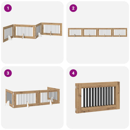 Foldable Dog Gate with Stands 4 pcs Artisan Oak 401 cm