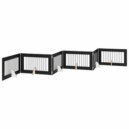 Foldable Dog Gate with Stands 6 pcs Black Oak 602 cm