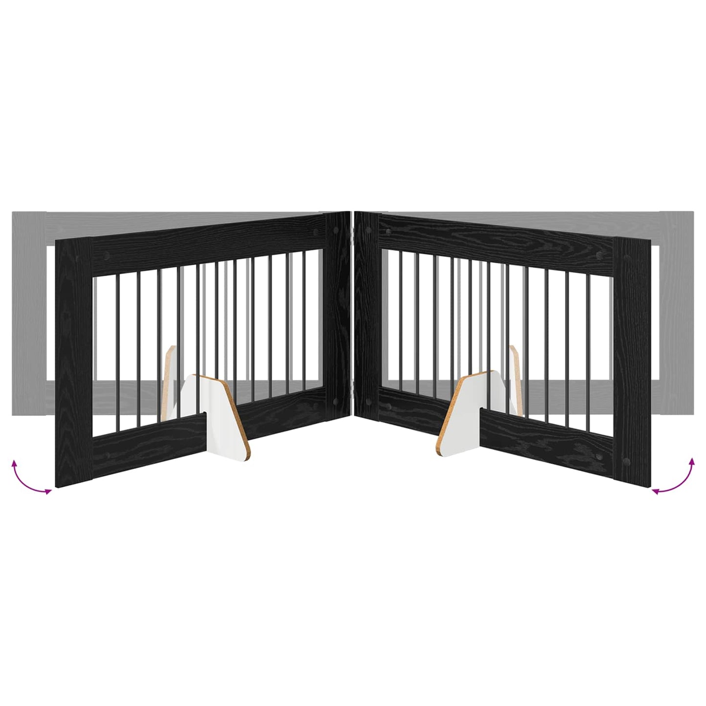 Foldable Dog Gate with Stands 6 pcs Black Oak 602 cm