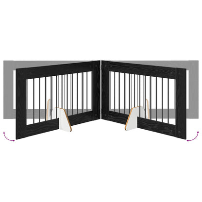 Foldable Dog Gate with Stands 6 pcs Black Oak 602 cm