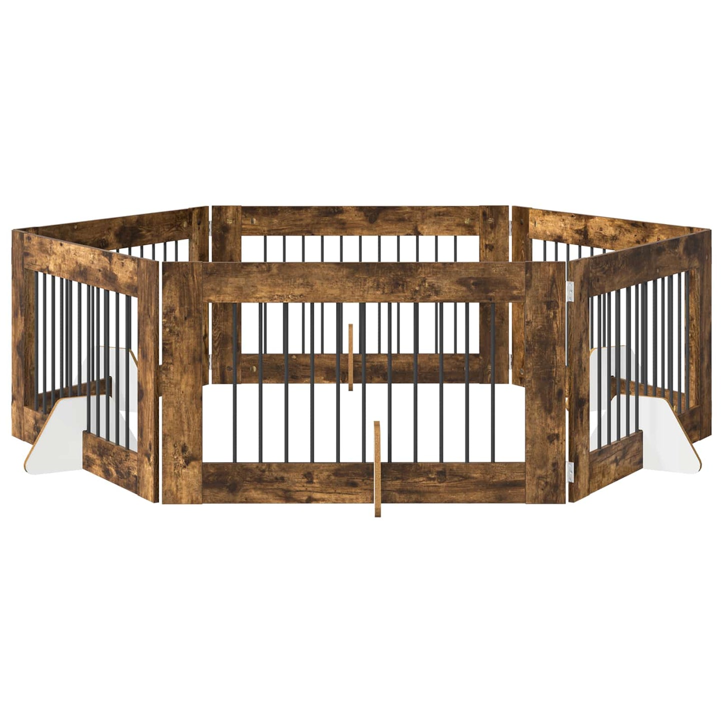 Foldable Dog Gate with Stands 6 pcs Smoked Oak 602 cm