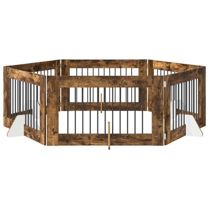 Foldable Dog Gate with Stands 6 pcs Smoked Oak 602 cm
