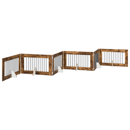 Foldable Dog Gate with Stands 6 pcs Smoked Oak 602 cm