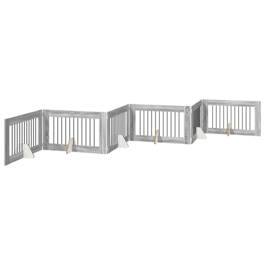 Foldable Dog Gate with Stands 6 pcs Grey Sonoma 602 cm