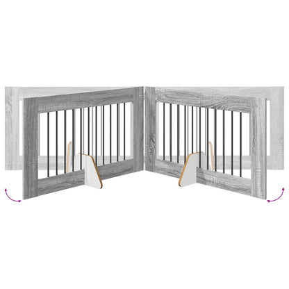 Foldable Dog Gate with Stands 6 pcs Grey Sonoma 602 cm