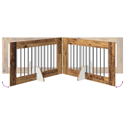 Dog Gate with Stands 6 pcs Old Wood 100 x 60 cm Engineered Wood