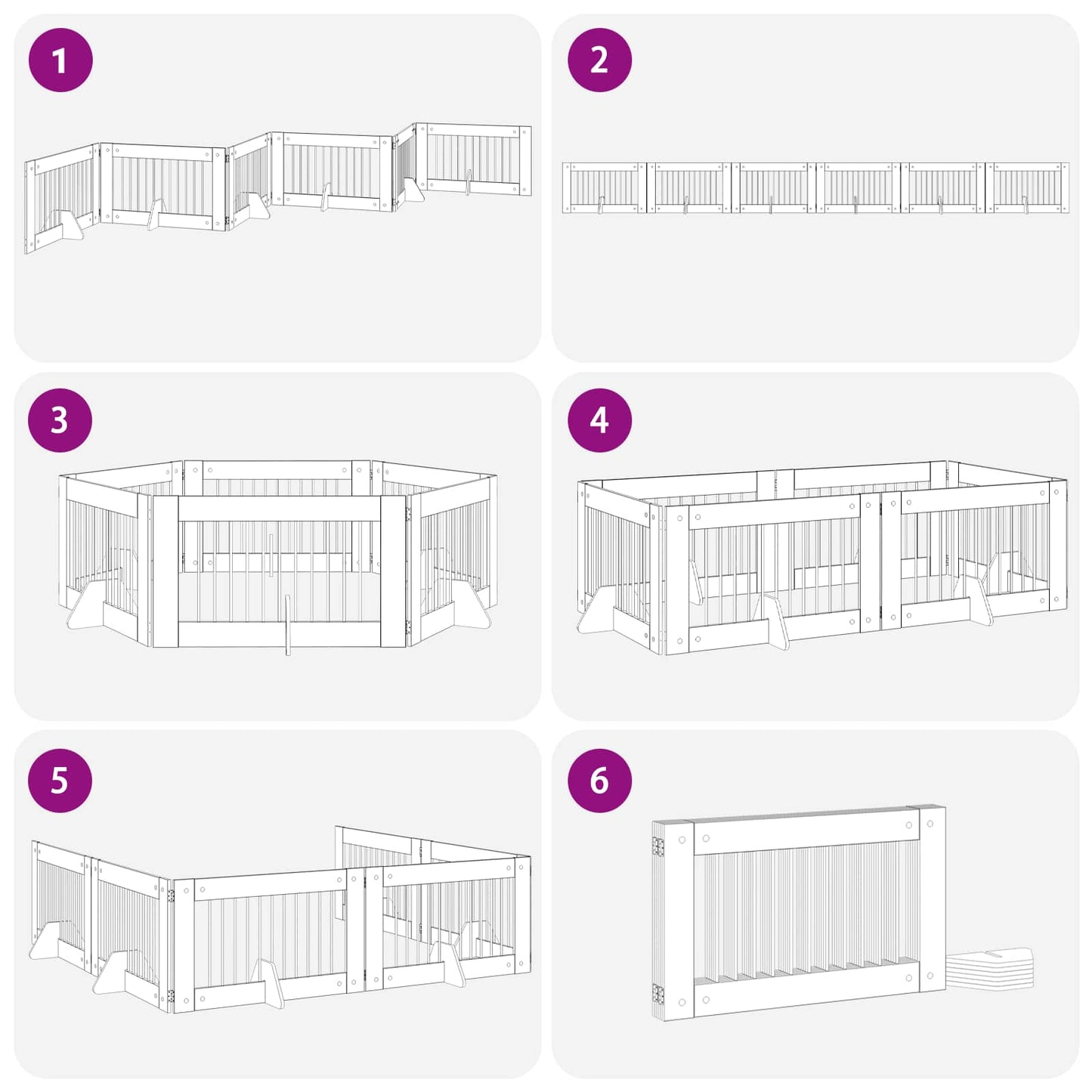 Foldable Dog Gate with Stands 6 pcs Old Wood 602 cm