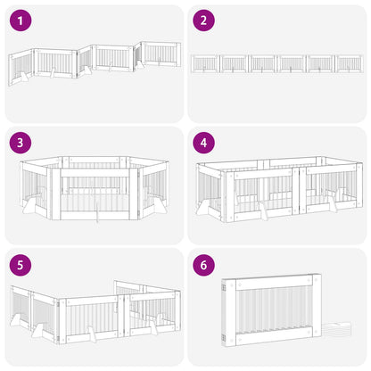 Foldable Dog Gate with Stands 6 pcs Old Wood 602 cm