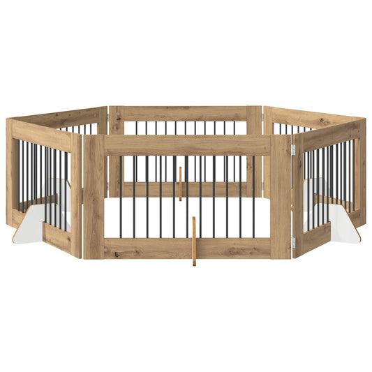 Foldable Dog Gate with Stands 6 pcs Artisan Oak 602 cm