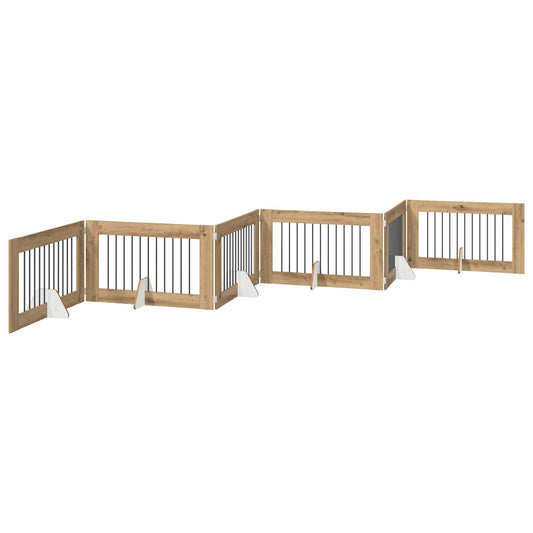 Foldable Dog Gate with Stands 6 pcs Artisan Oak 602 cm