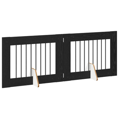 Foldable Dog Gate with Stands 2 pcs Black Oak 160.5 cm