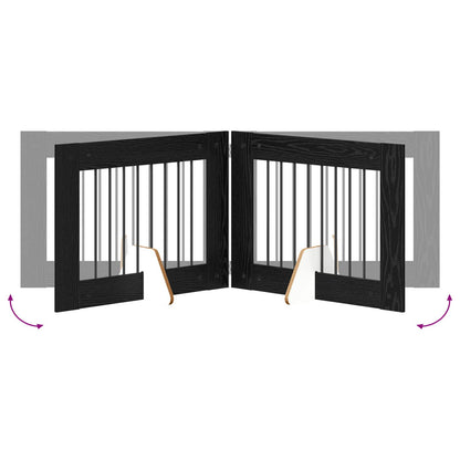Foldable Dog Gate with Stands 2 pcs Black Oak 160.5 cm