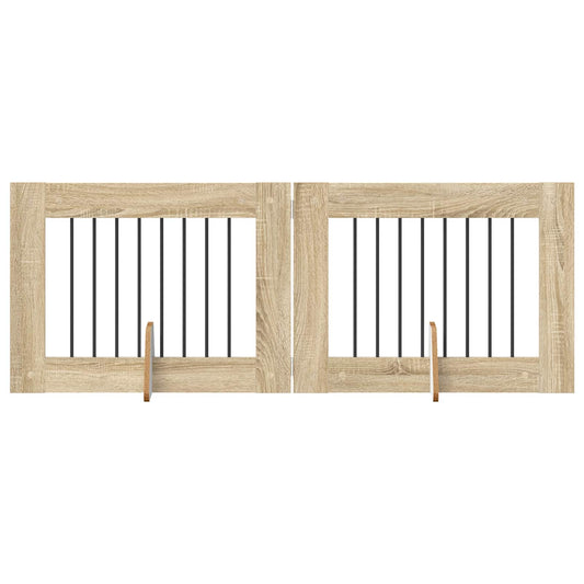Foldable Dog Gate with Stands 2 pcs Sonoma Oak 160.5 cm