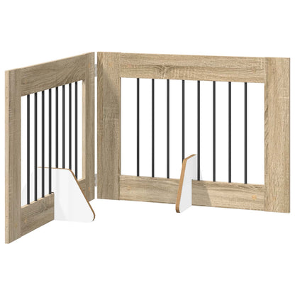 Foldable Dog Gate with Stands 2 pcs Sonoma Oak 160.5 cm