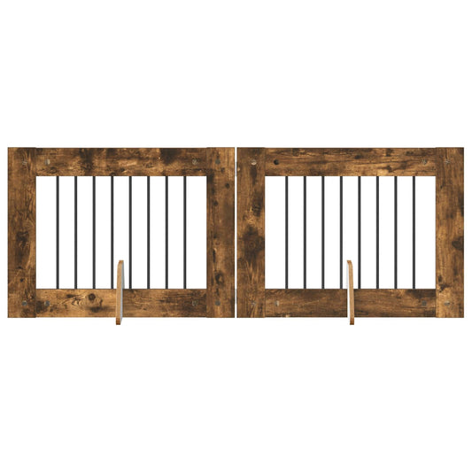 Foldable Dog Gate with Stands 2 pcs Smoked Oak 160.5 cm