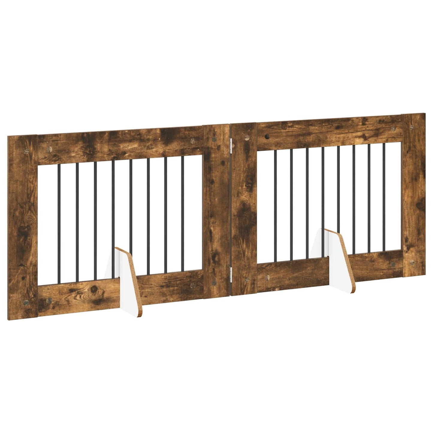 Foldable Dog Gate with Stands 2 pcs Smoked Oak 160.5 cm