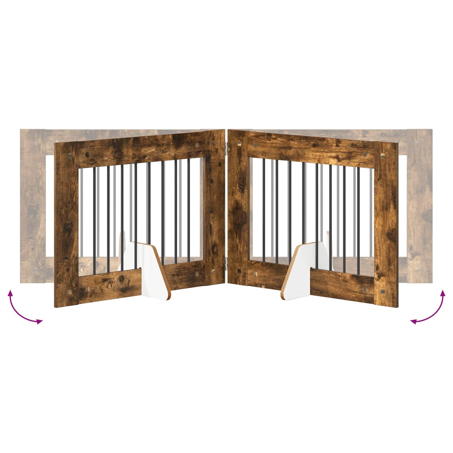 Foldable Dog Gate with Stands 2 pcs Smoked Oak 160.5 cm