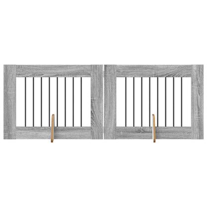 Dog Gate with Stands 2 pcs Grey Sonoma 80 x 60 cm