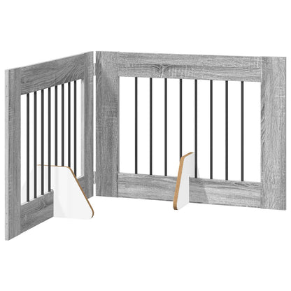 Foldable Dog Gate with Stands 2 pcs Grey Sonoma 160.5 cm
