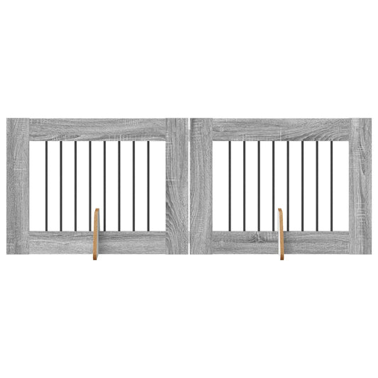 Foldable Dog Gate with Stands 2 pcs Grey Sonoma 160.5 cm