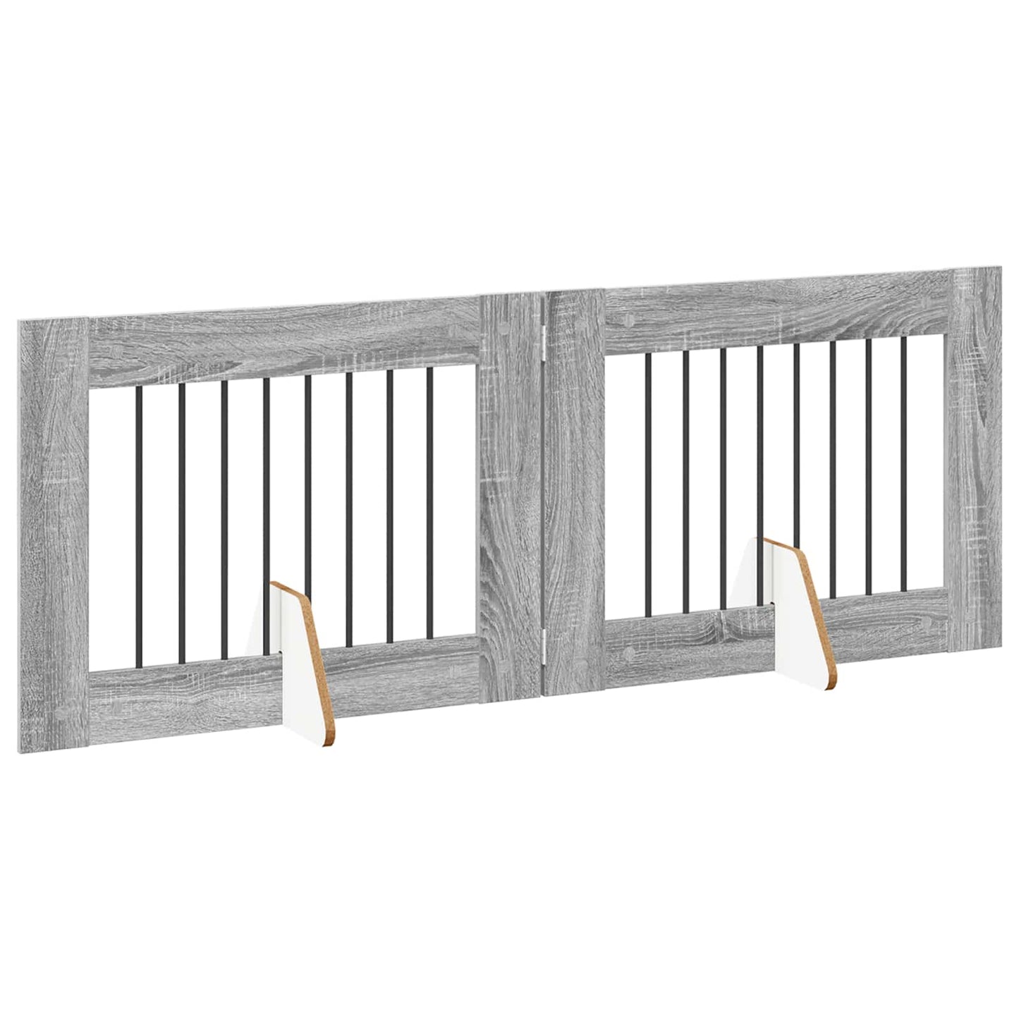Foldable Dog Gate with Stands 2 pcs Grey Sonoma 160.5 cm