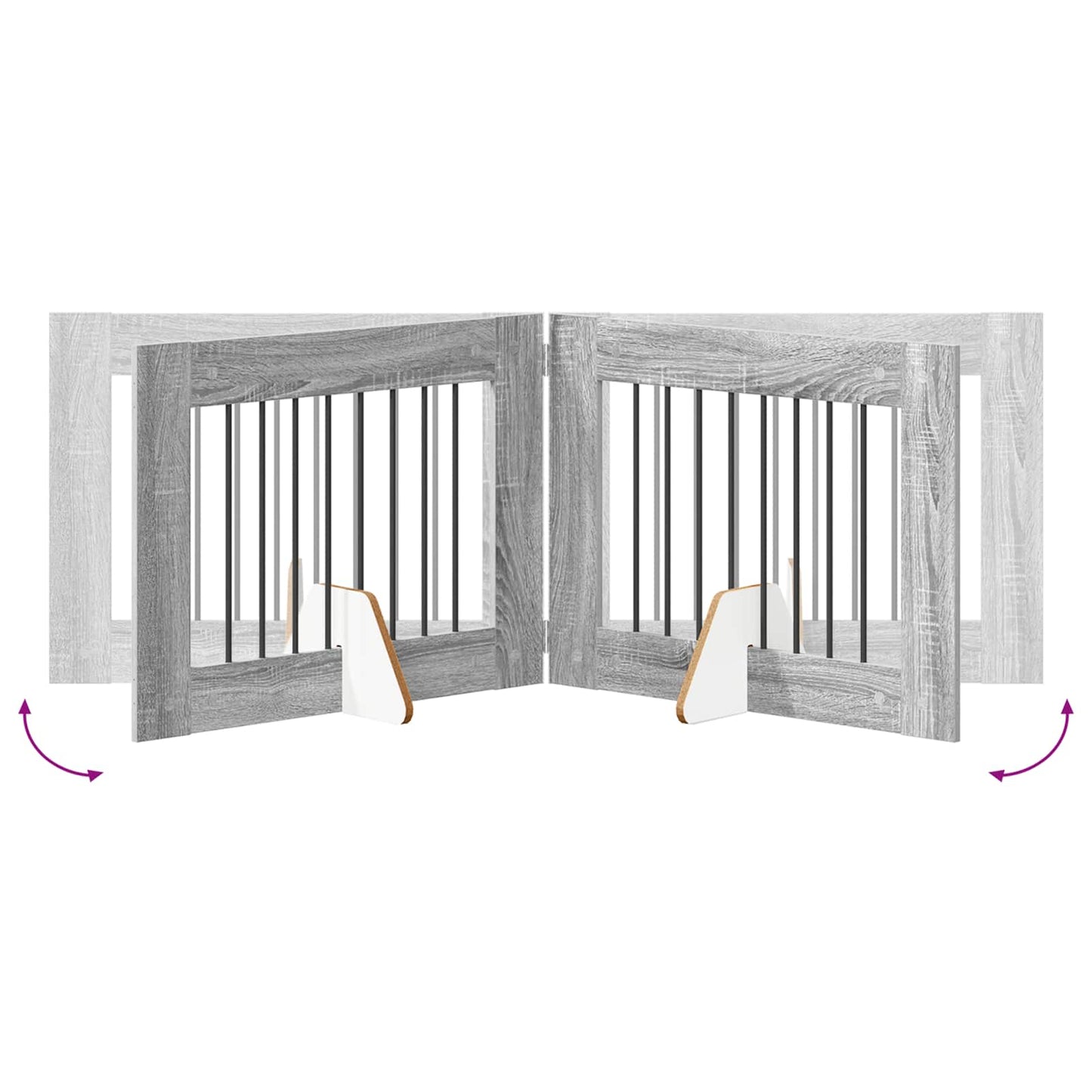 Foldable Dog Gate with Stands 2 pcs Grey Sonoma 160.5 cm