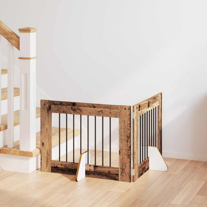 Dog Gate with Stands 2 pcs Old Wood 80 x 60 cm Engineered Wood