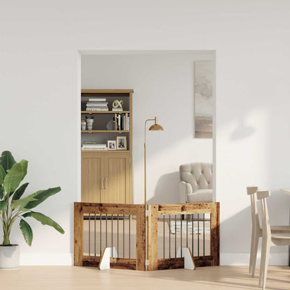 Dog Gate with Stands 2 pcs Old Wood 80 x 60 cm Engineered Wood