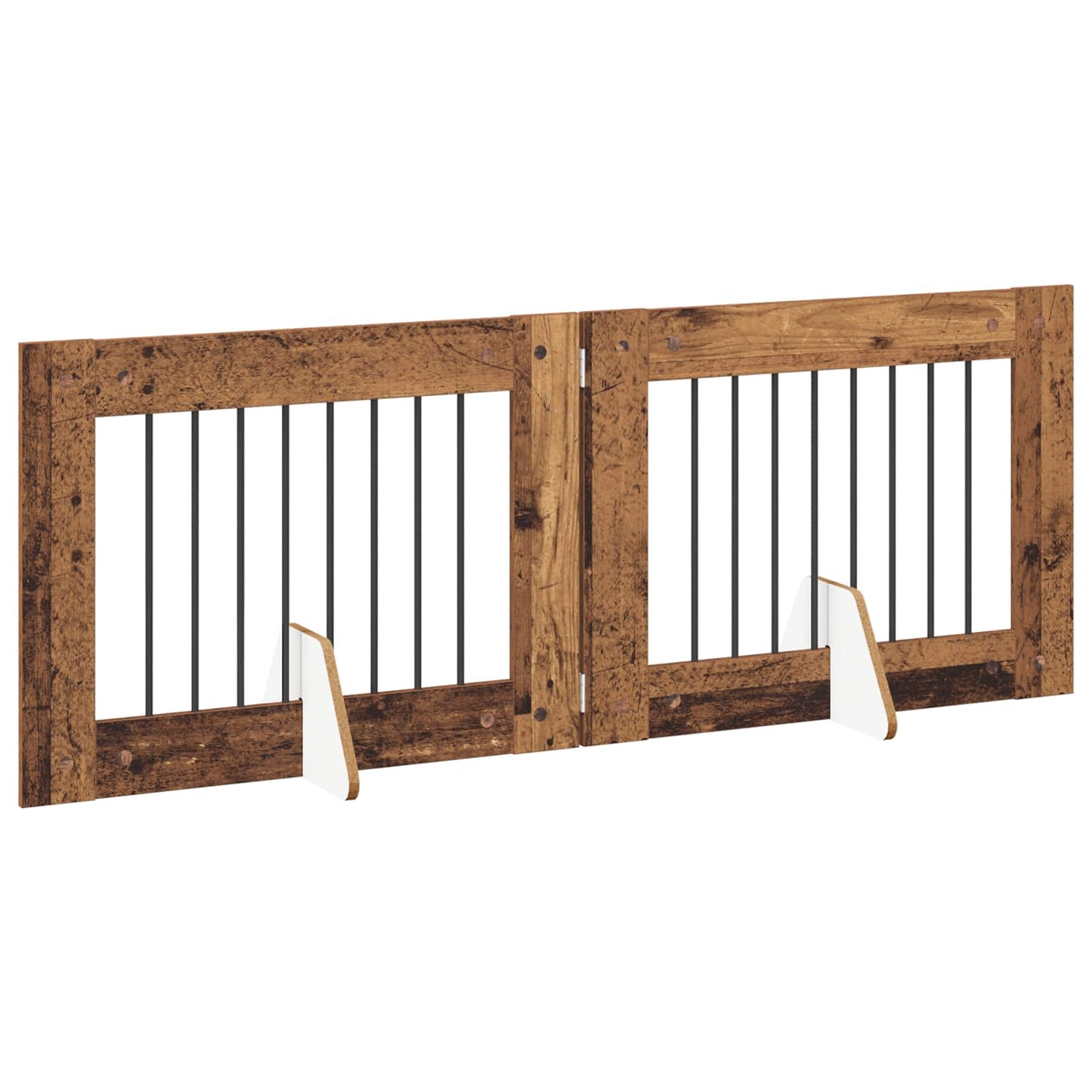 Foldable Dog Gate with Stands 2 pcs Old Wood 160.5 cm