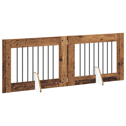 Foldable Dog Gate with Stands 2 pcs Old Wood 160.5 cm