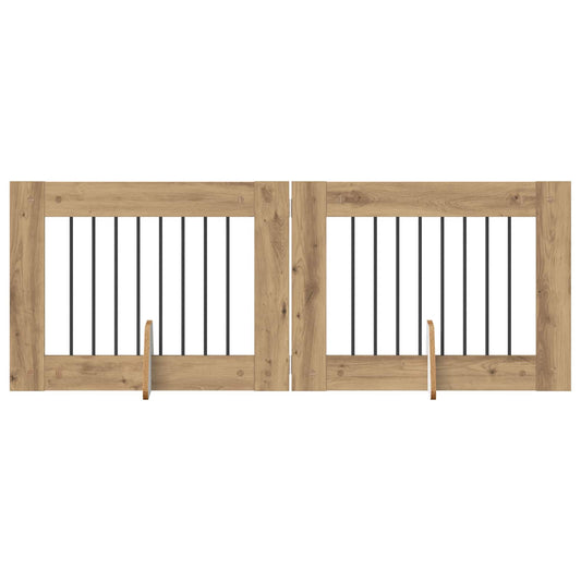 Foldable Dog Gate with Stands 2 pcs Artisan Oak 160.5 cm