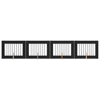 Dog Gate with Stands 4 pcs Black Oak 80 x 60 cm Engineered Wood