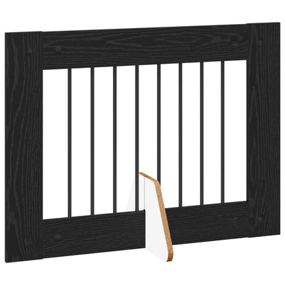 Foldable Dog Gate with Stands 4 pcs Black Oak 321 cm