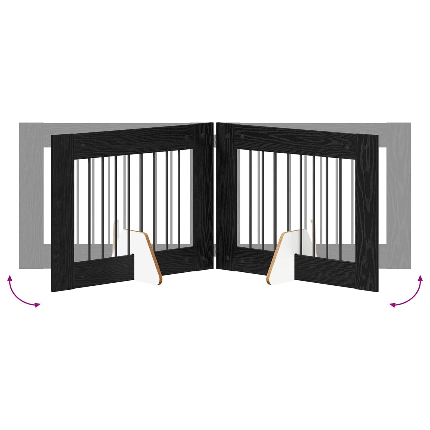Foldable Dog Gate with Stands 4 pcs Black Oak 321 cm