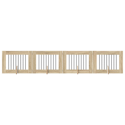 Foldable Dog Gate with Stands 4 pcs Sonoma Oak 321 cm