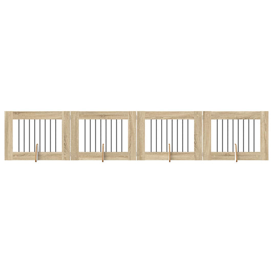 Foldable Dog Gate with Stands 4 pcs Sonoma Oak 321 cm